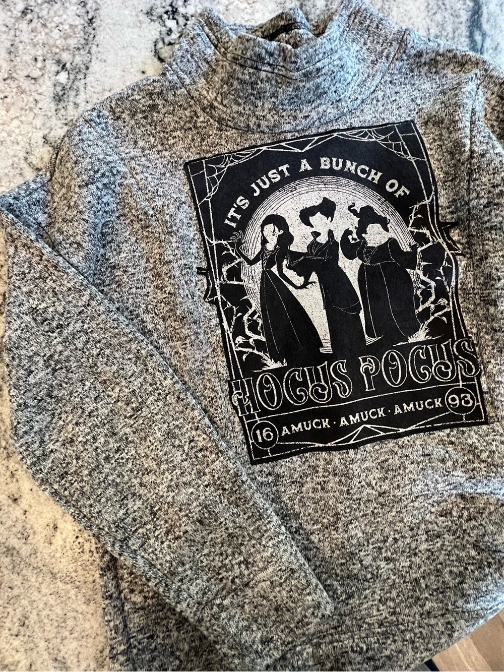 UPCYCLED 🩶Hocus Pocus Graphic Crewneck Sweater /Sweatshirt in Heather Gray